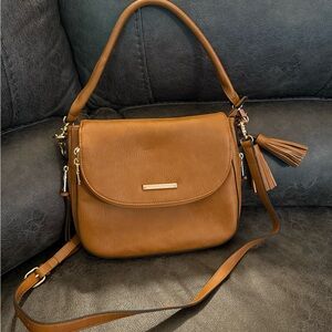 Poppy & Peonies Tan Crossbody Bag